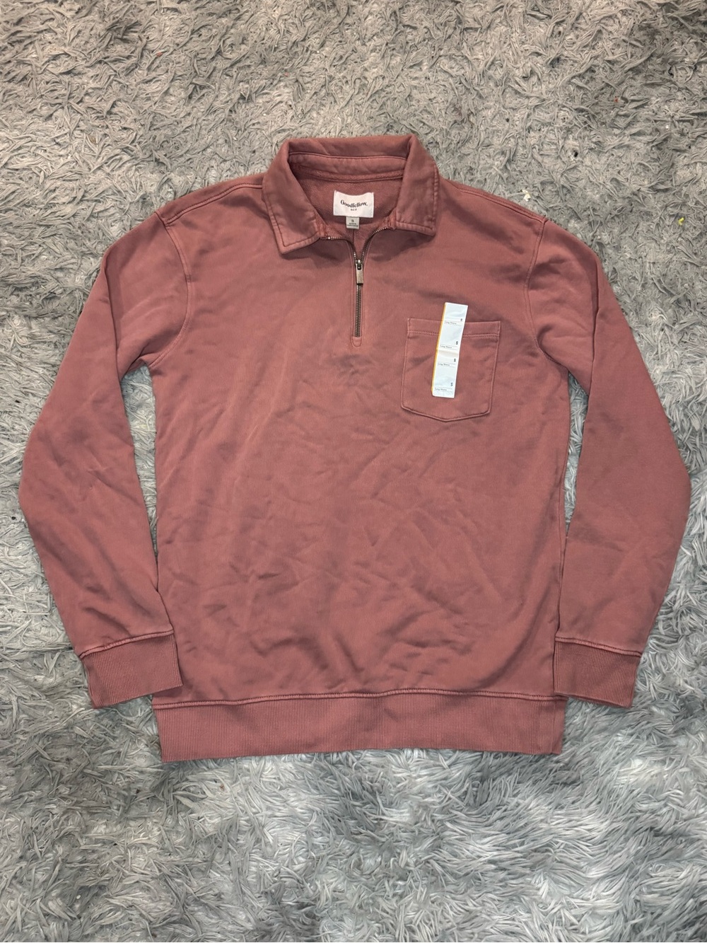 Goodfellow & Co Men’s Vintage Quarter Zip Sweater - Berry Pink Size Small NWT